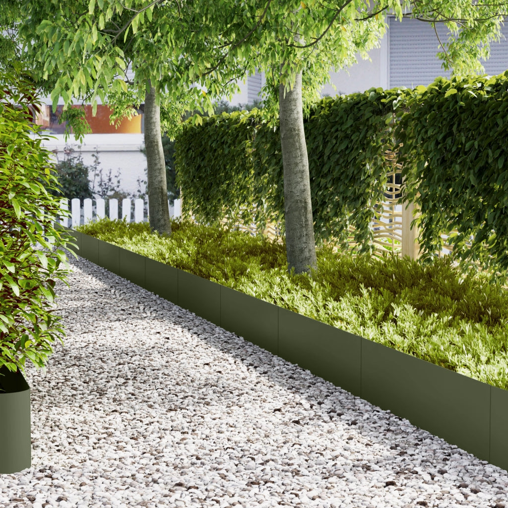 Bordature per prato 30 pz Verde oliva 100x0,5x30 cm Acciaio
