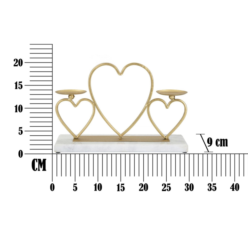 Portacandela VKH338, Oro, Marmo, 30x9x20 cm