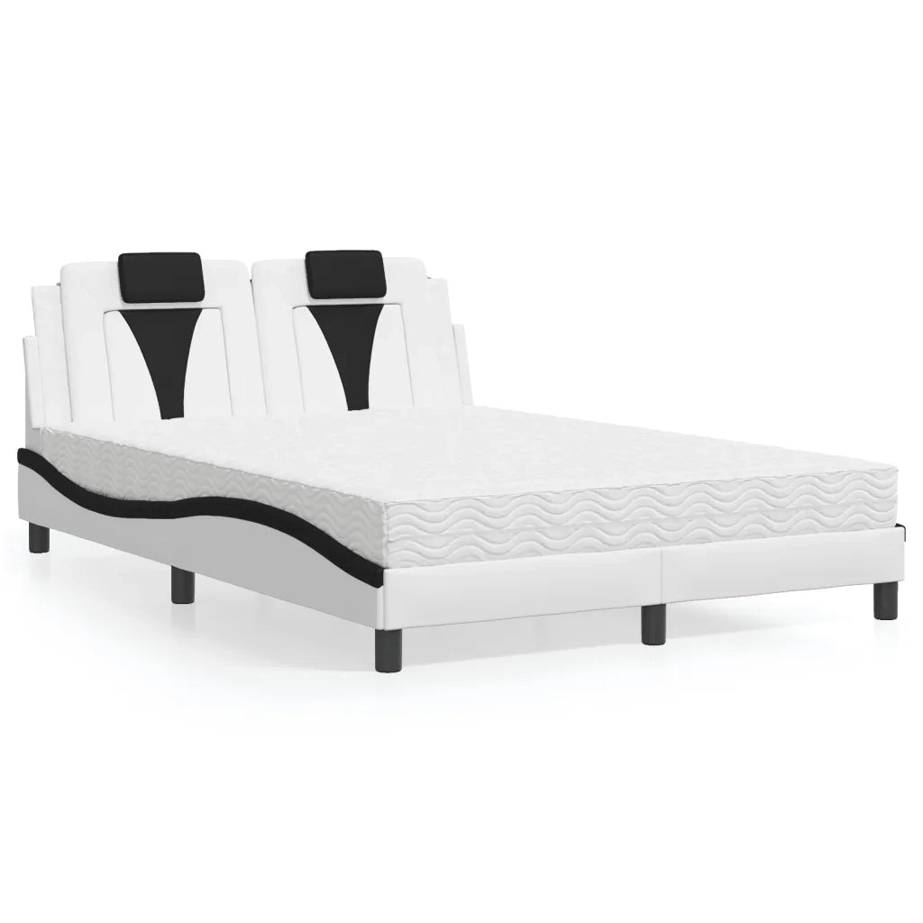 Letto Viana con Materasso Bianco e Nero 140x190 cm in Similpelle