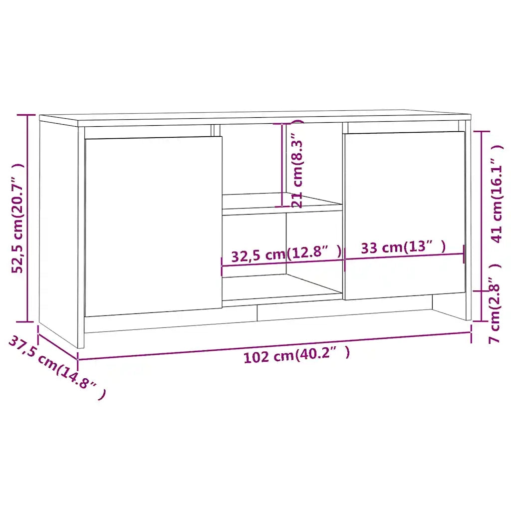 Mobile Porta TV-Credenza TV Rovere Fumo 102x37,5x52,5 cm in Truciolato