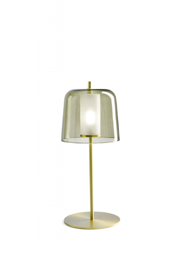FRIDA LAMPADA DA TAVOLO VERDE  MONTATURA ORO SPAZZOLATO ATTACCO G9  H.50CM