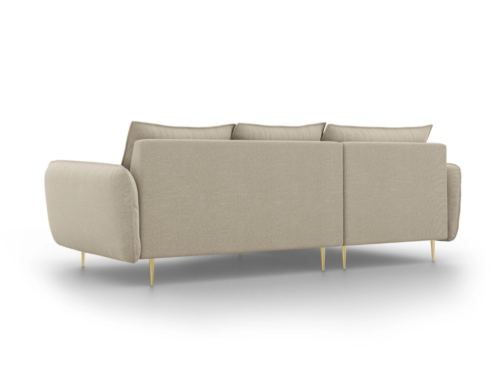 Cosmopolitan Design - Divano angolare sinistro "Vienna" 5 posti in tessuto strutturato beige 