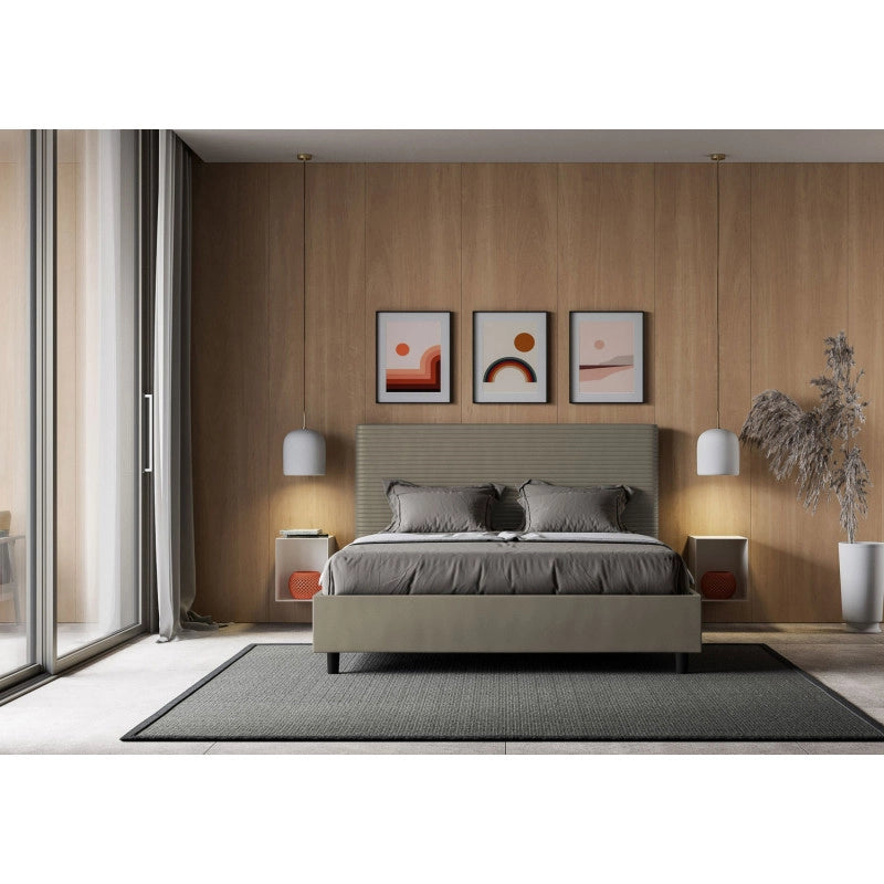 Letto imbottito Matrimoniale 170x210 cm Focus - Similpelle,Senza rete,Cappuccino