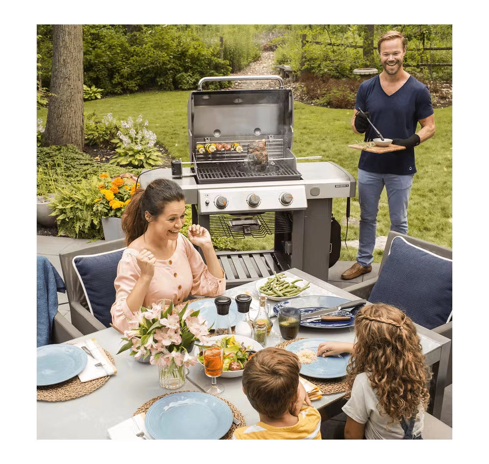 Weber barbecue a gas gpl genesis e-310 gbs acciaio nero con ruote girevoli