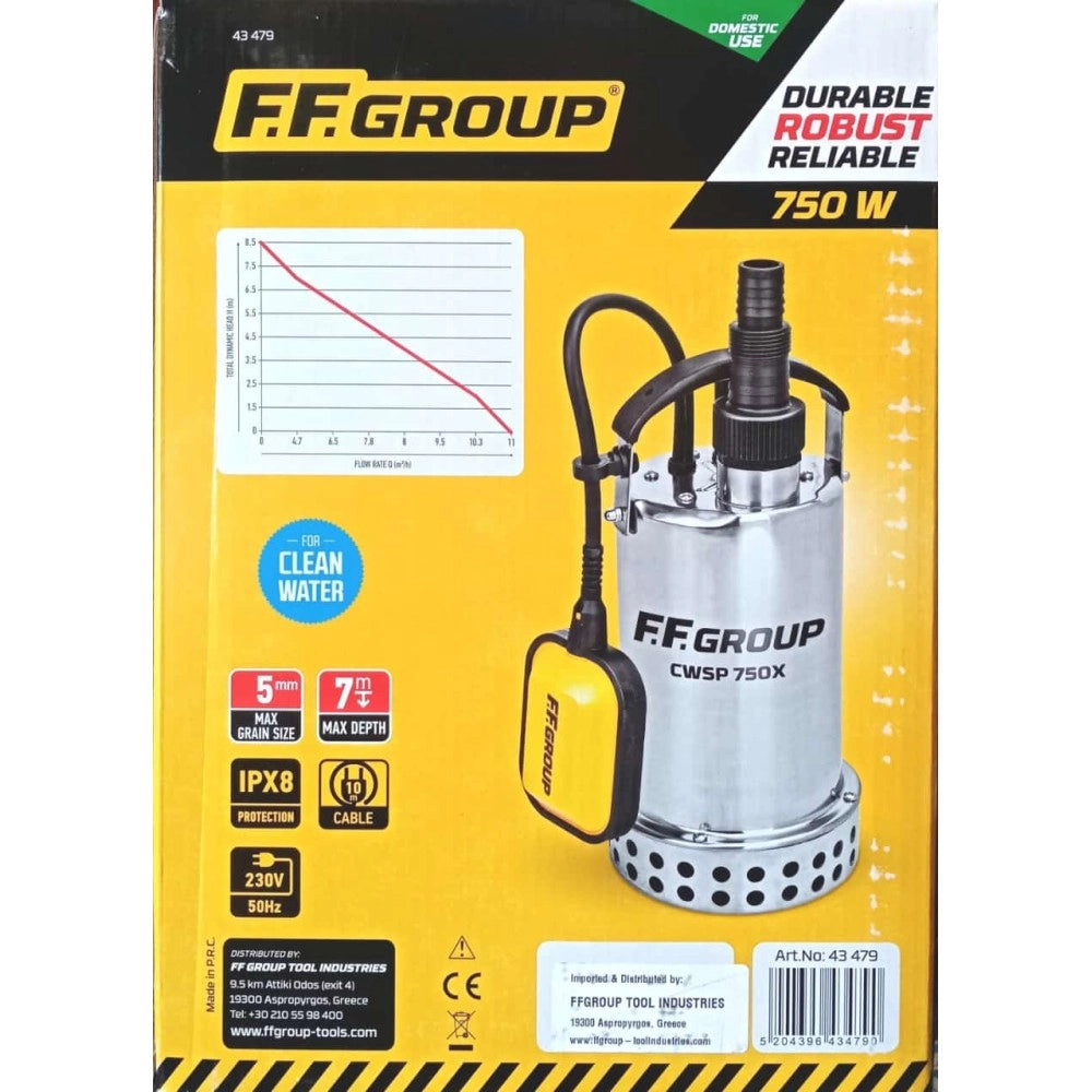 Ff group cwsp 750x da 750w elettropompa sommersa inox per drenaggio