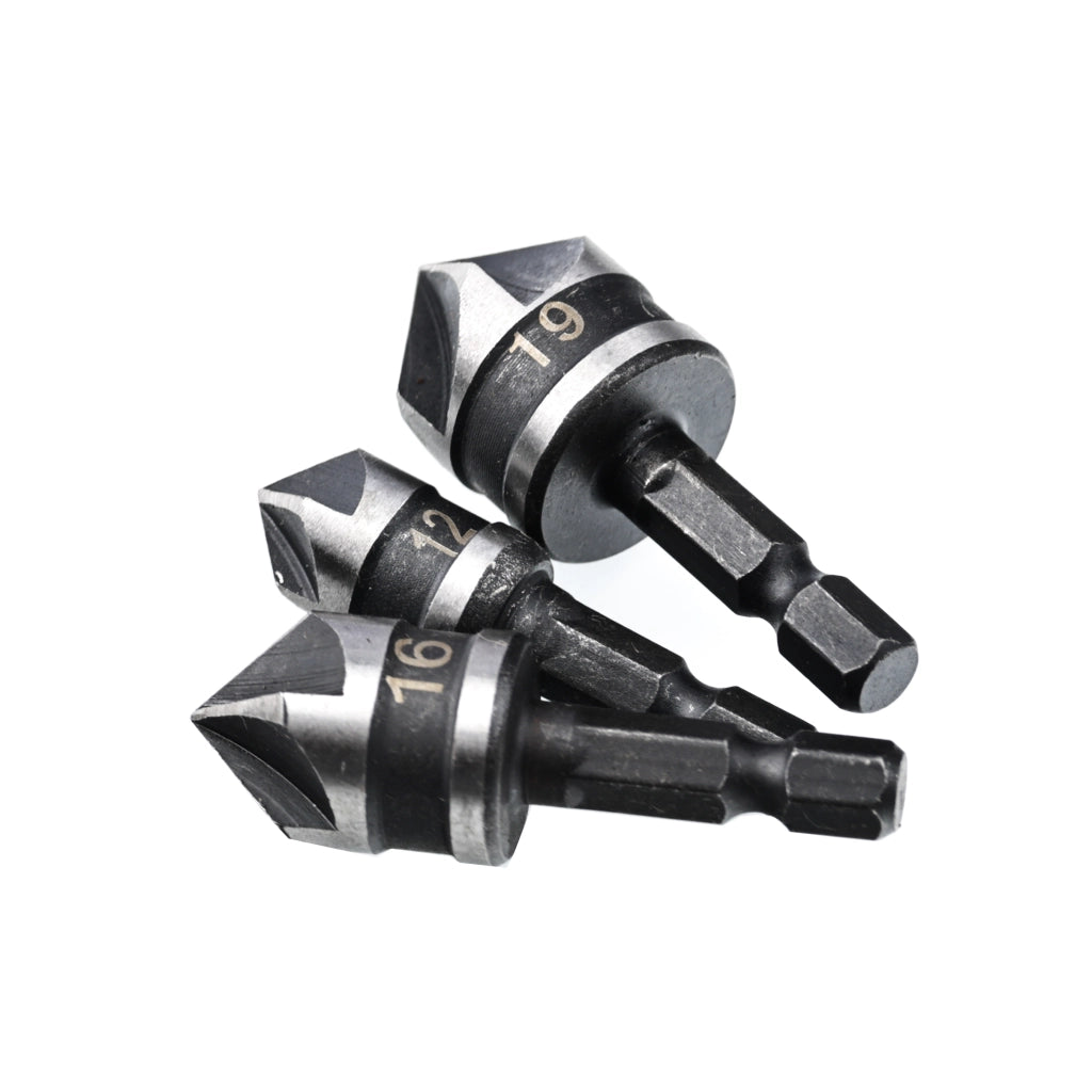 Set di Svasatori Rosfix 12, 16, 19 mm – Acciaio Inossidabile | Compatibile con Trapani Avvitatori | Precisione e Durata