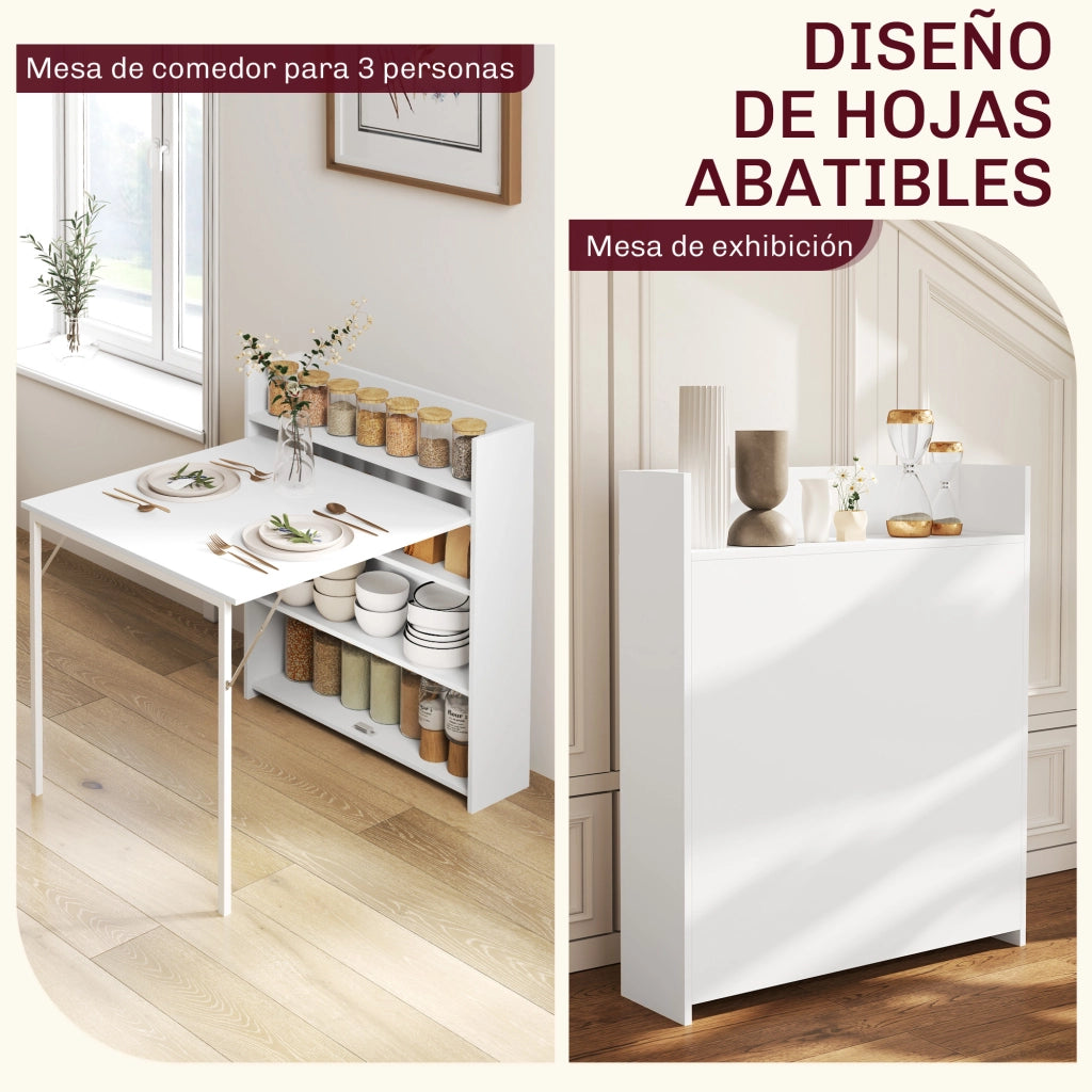 Tavolo Pieghevole da Pranzo con Ala Abatible ¨C zephmum ¨C Bianco 78,5x91x93 cm