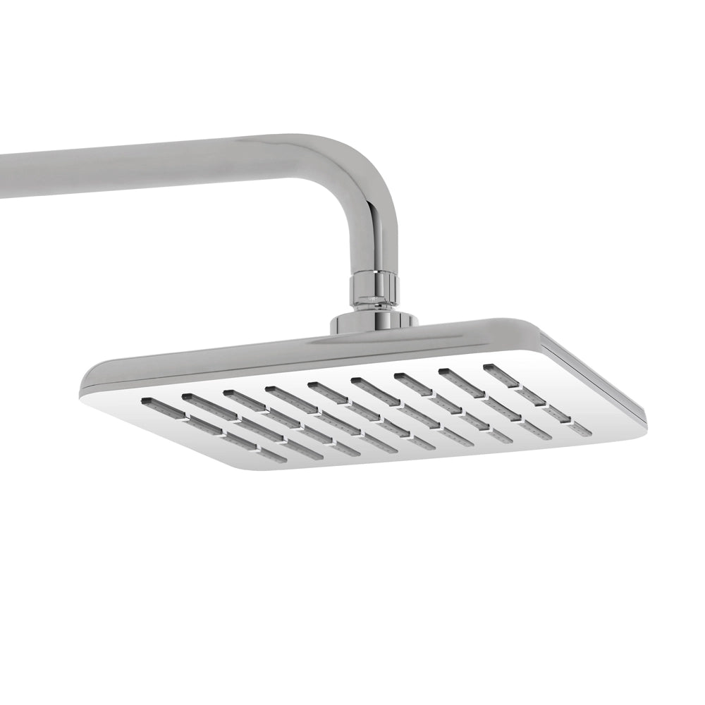 Set Soffione doccia 20 x 20 cm e braccio di 40 cm in finitura cromo anticalcare Hidra