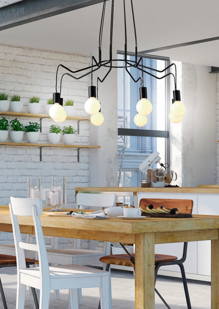 Lampadario Candellux Basso 38-71057 nero 8xE27 industriale