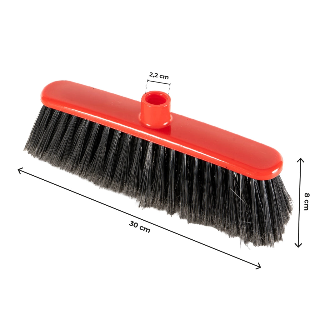 Set 3 Ricambi Scopa da Interno 30 cm – Prodotto Italiano, Setole Morbide Alta Densità, Attacco Universale Filettato 2,2 cm, Ricambio per Pavimenti Interni