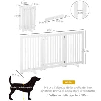 Cancellino per Cani Pieghevole a 3 Pannelli, Porta Centrale con Blocco, Struttura in MDF, 155x76cm Bianco