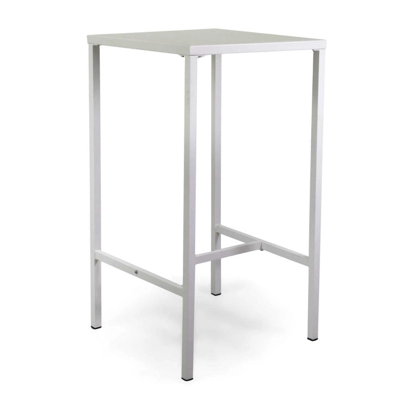 Tavolo Bar Metallo New Elma Con Poggiapiedi Bianco Quadro Cm 60x60h110