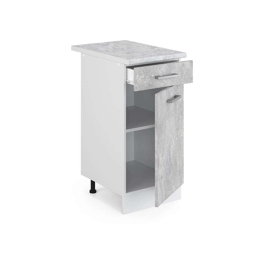 Mobiletto base per cucina R-Line Calcestruzzo/Bianco 40 cm, PL Marmo Vicco