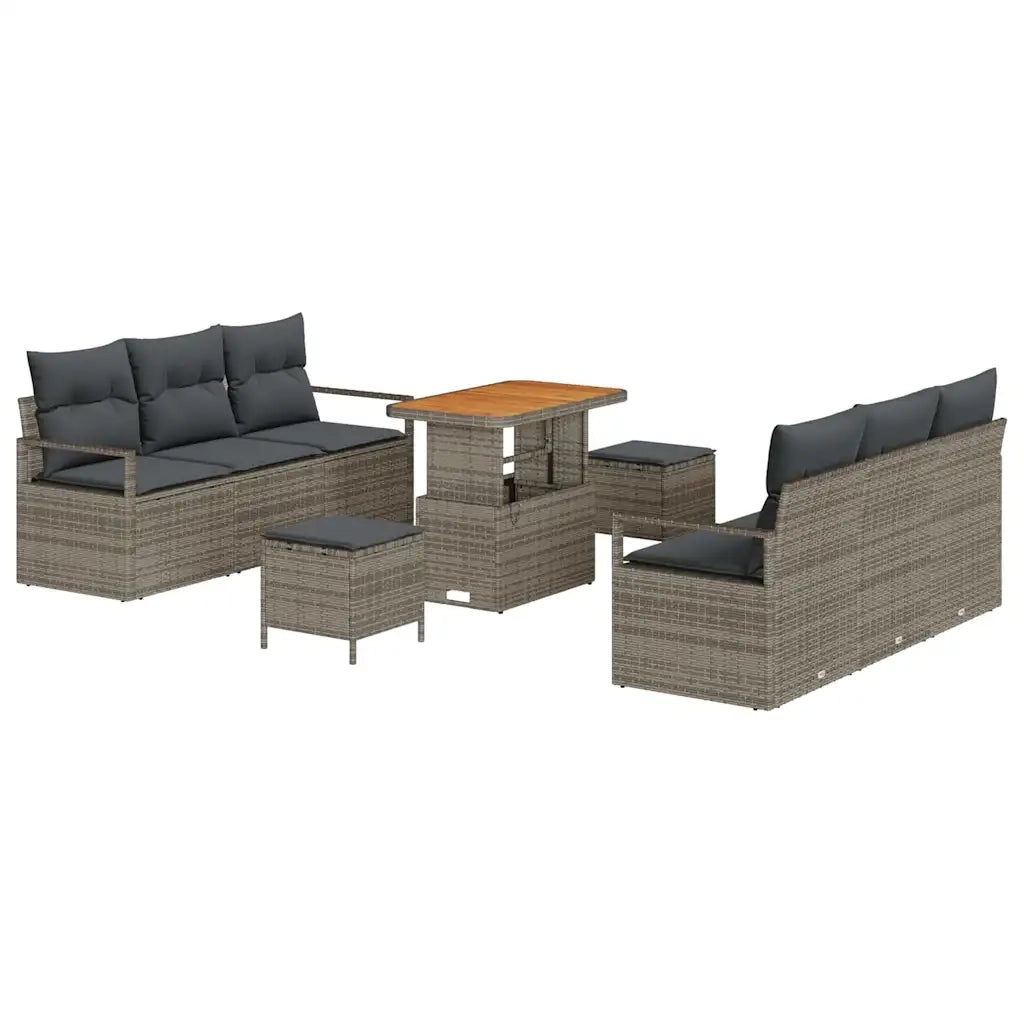 Set Divano da Giardino con cuscino 9 pcs Grigio polyrattan 3362483