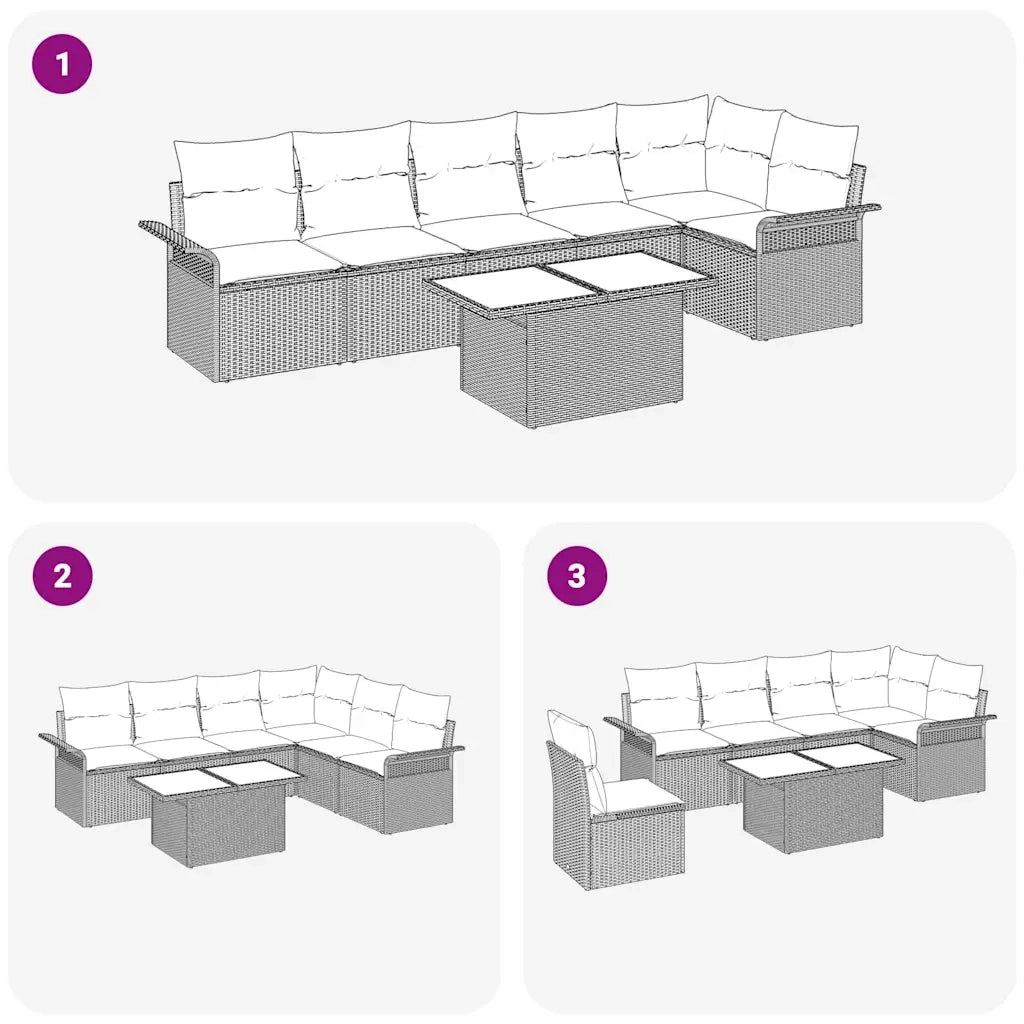 Set Divano da Giardino 7 pcs Grigio chiaro polyrattan 3348298