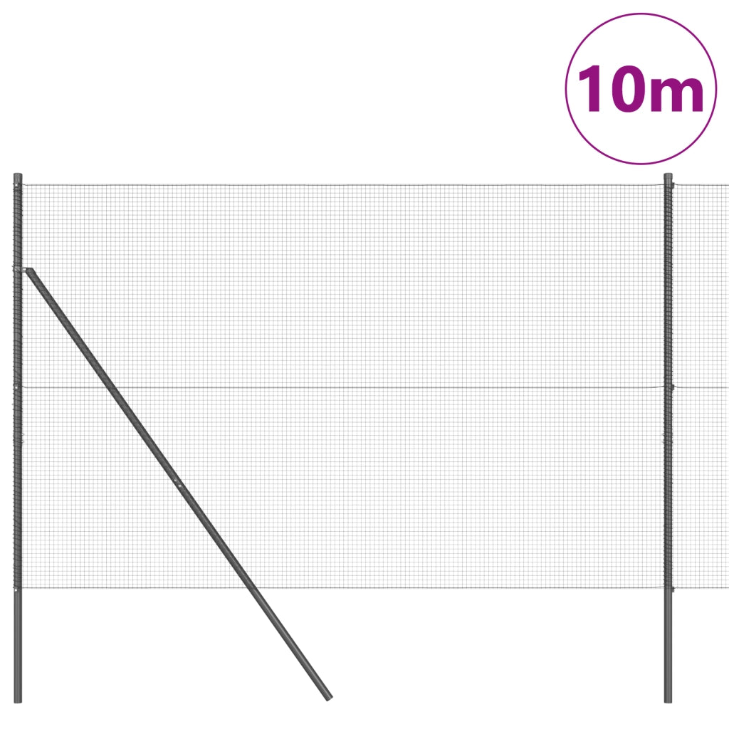 Recinzione in Rete Saldata con 7 Post Grigio 1.6x10 m Acciaio