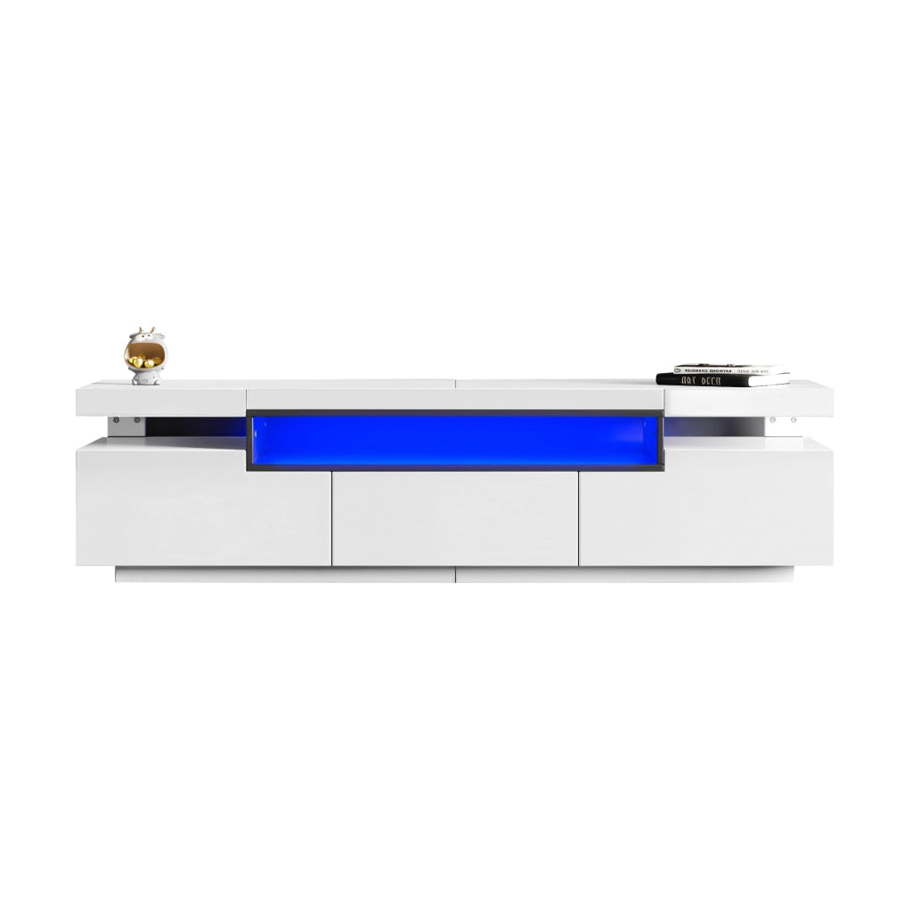 Mobile TV bianco 160x39x42 cm con LED 16 colori e 3 cassetti