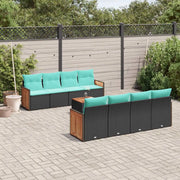 Set Divani da Giardino 9 pz con Cuscini Nero in Polyrattan 3227499