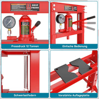 Pressa idraulica da officina 12t Pressa a telaio per cuscinetti con manometro