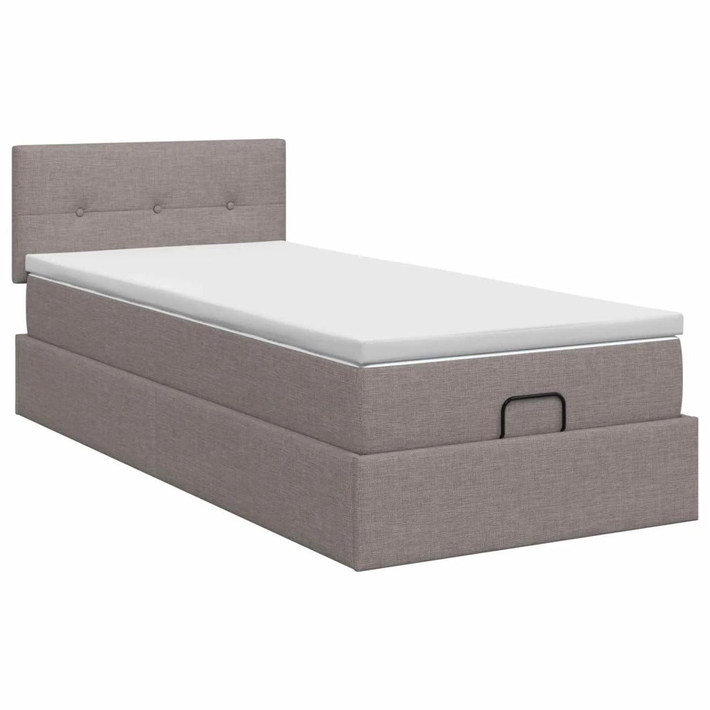 Letto ottomano con materasso Tortora 100 x 200 cm Tessuto 3456306
