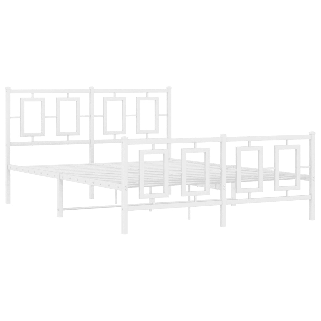 Letto matrimoniale | Letto per adulti | Giroletto con Testiera e Pediera Metallo Bianco 135x190 cm