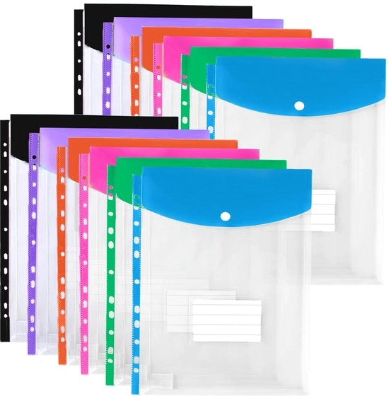 Documenti A4, sistema di archiviazione espandibile in 12 parti, cartellino documenti A4 11-giorni con chiusura a vite e campo per etichetta, archivio acqua resistente