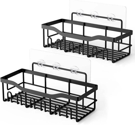 Set di 2 piastrelle da doccia senza fori - Piastrella da bagno con 12 ganci