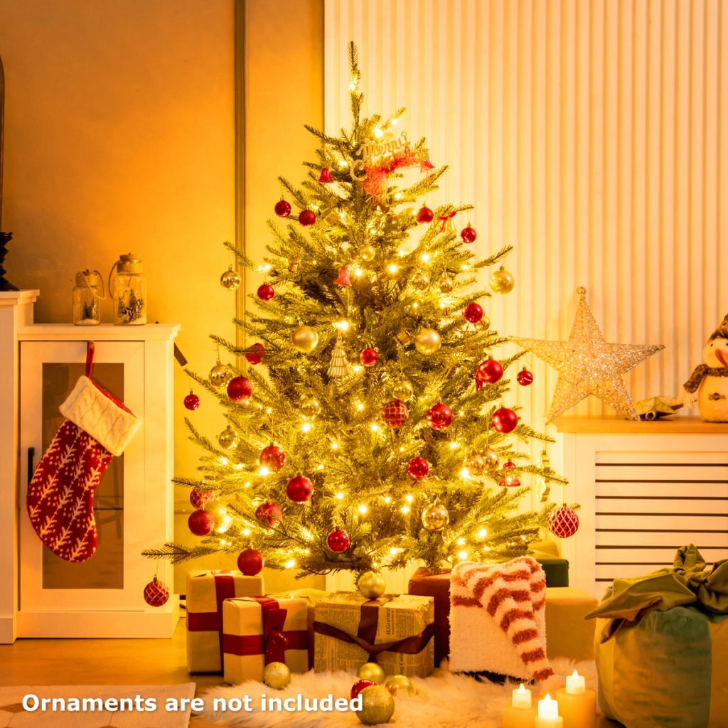 Albero di Natale artificiale da 136cm, Albero decorativo per Natale con 386 rametti in PE e PVC 180 luci a LED-Alberi di Natale