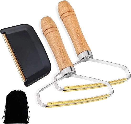 Rimuovigraffio manuale a 3 pezzi per abbigliamento - Spazzola doppia e riutilizzabile per peli, pelo di animali, tessuti, coperte - Per pulire giacche