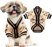 Vestone per piccoli cani, giacca orso per cani piccoli e medi, abbigliamento per cani, bambini, bambine, cuccioli, gatti, set di maglia a maglia, giacca per cani autunnale, abbigliamento per cani caldo, abbigliamento a maglia morbido (beige, L)