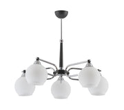 Lampadario AXEL Jupiter nero/cromo 5 luci E27 vetro