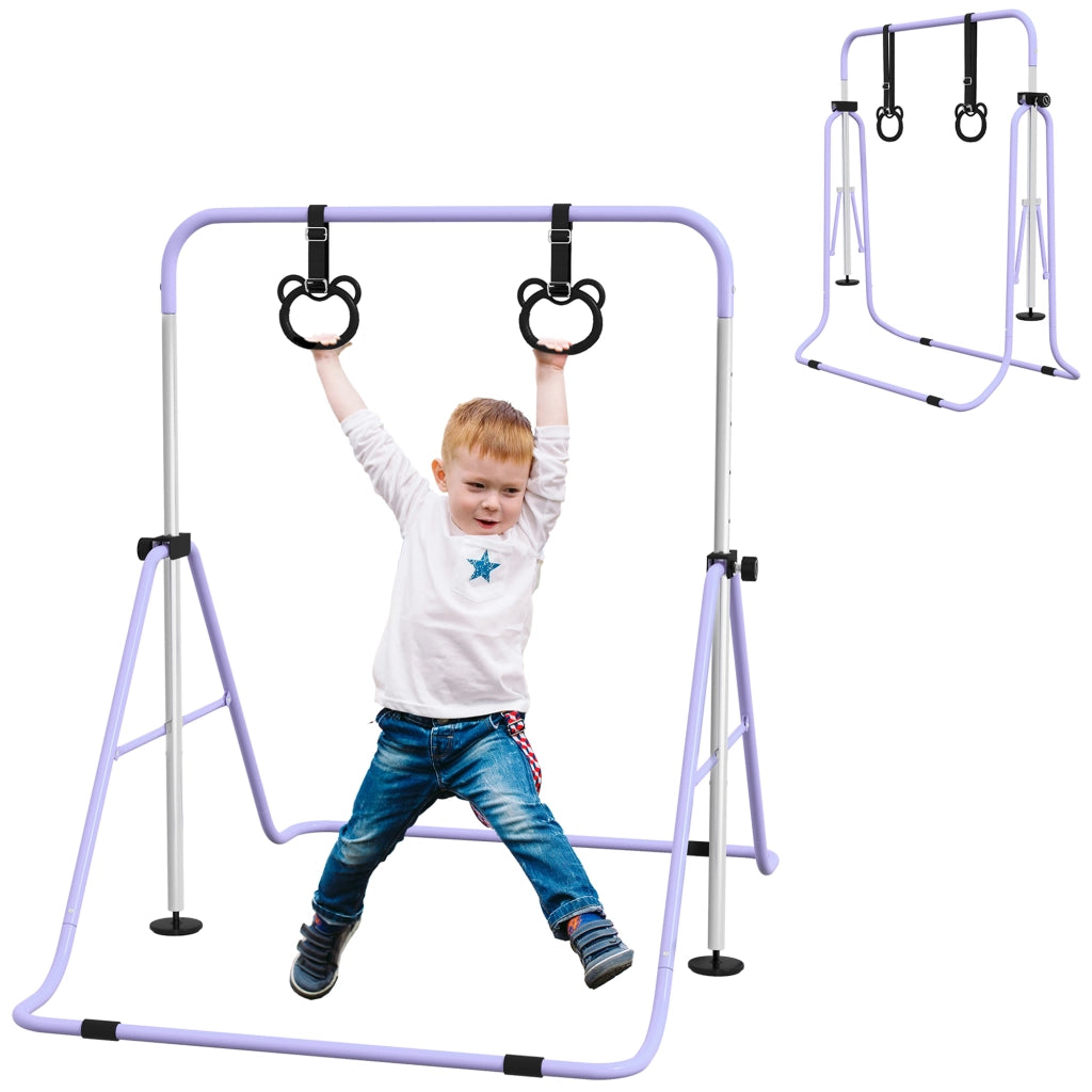 Sbarra per Trazioni per Bambini con Anelli ¨C Zephmum ¨C Regolabile in Altezza 105x88-128 cm, Rosa