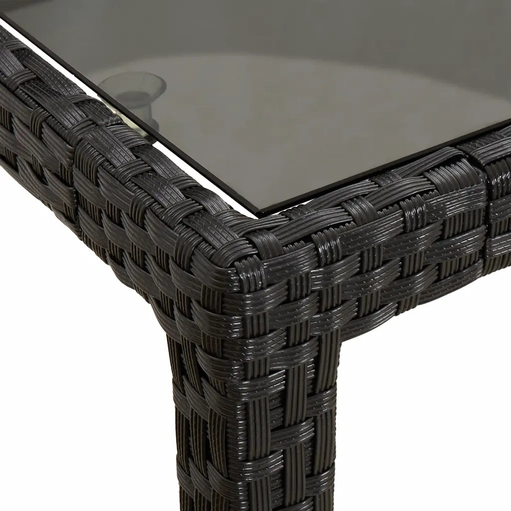 Set da Pranzo da Giardino 5 pz | Set Salotto da Giardino Nero con Cuscini in Polyrattan
