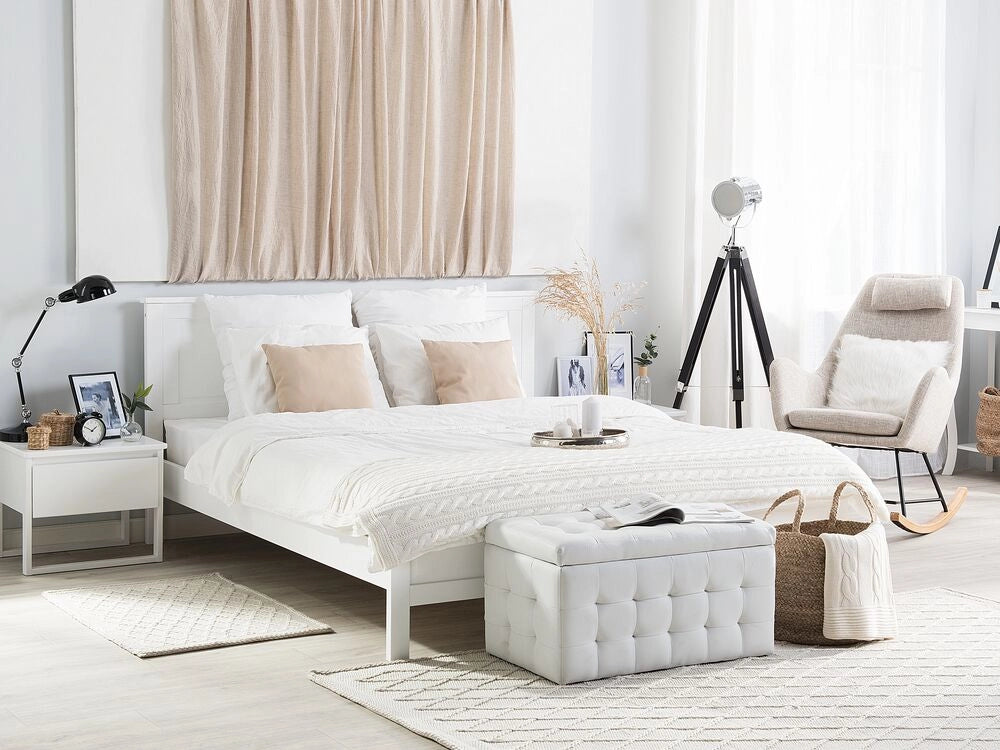Letto in legno di pino bianco 160 x 200 cm in stile scandinavo