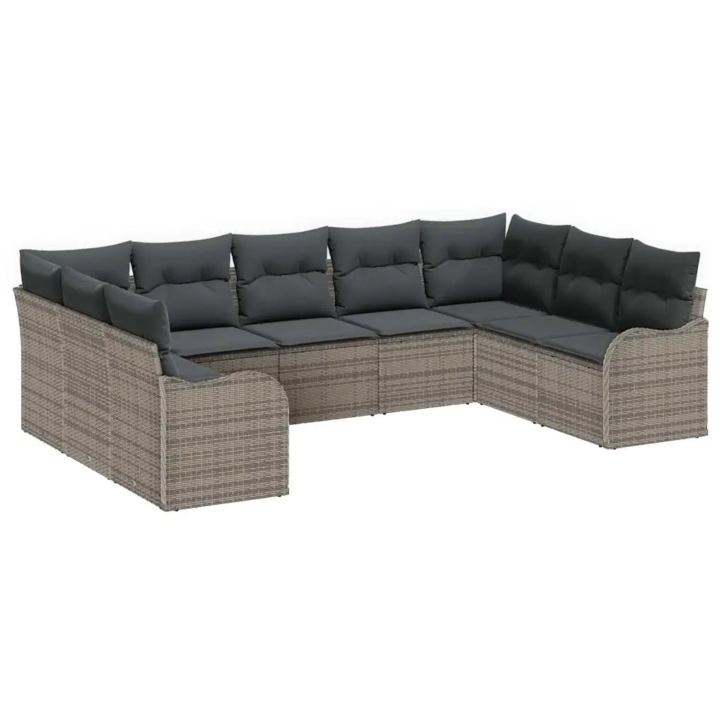 Set Divano da Giardino 9 pcs Grigio polyrattan 3354528