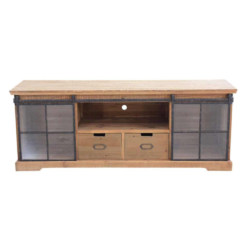 Porta tv per soggiorno Industrial in Legno Acciaio cm 160x45 5x60 - TYBALT