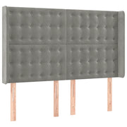 Testiera | Testata ad Orecchio Grigio Chiaro 147x16x118/128 cm in Velluto