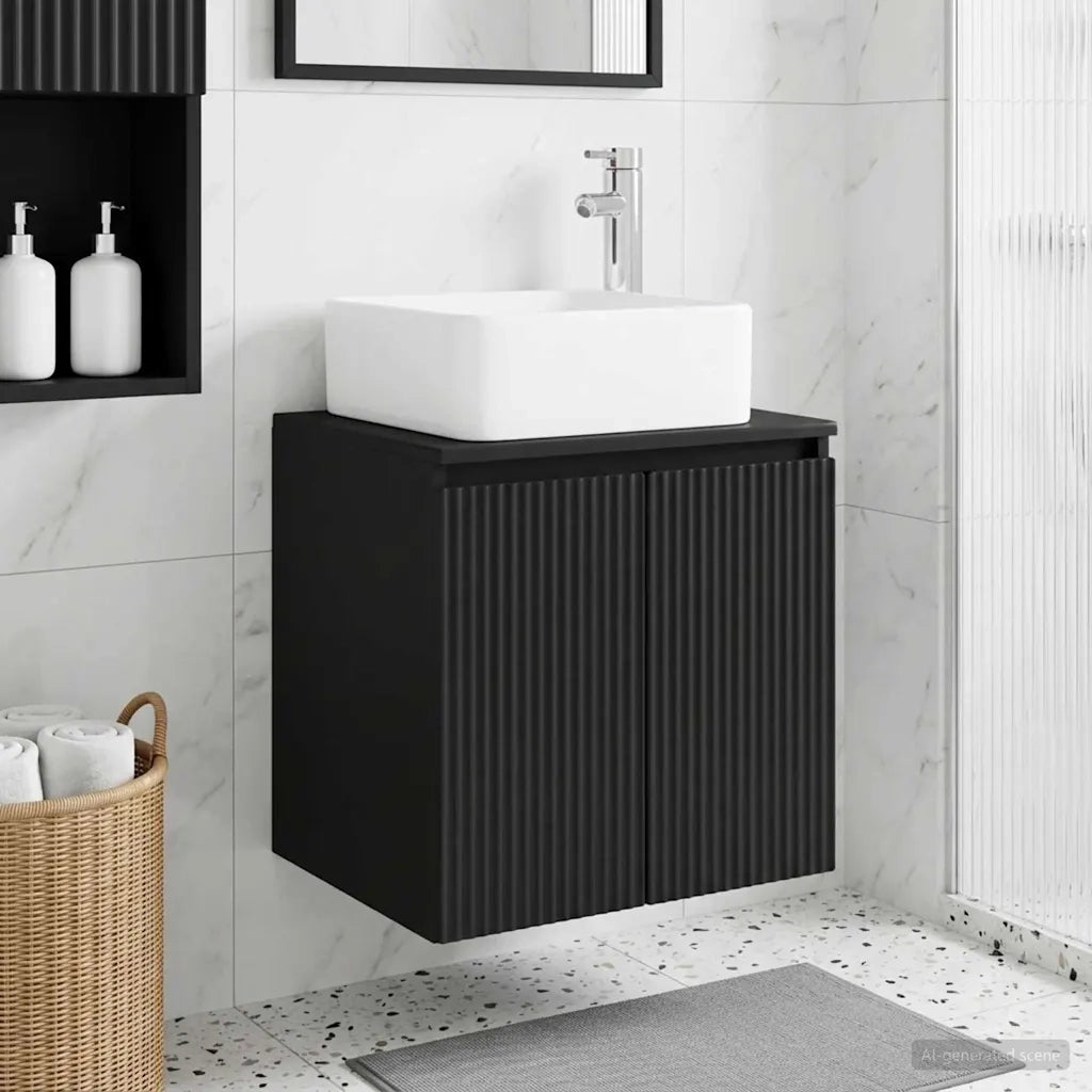Mobile Lavabo da Parete Nero 49,5 x 41 x 63 cm