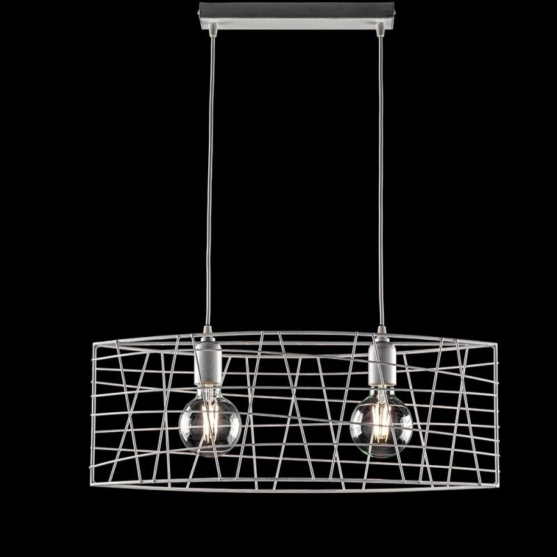 Lampadario industrial a sospensione in ferro Bianco Argento 61x h25 cm