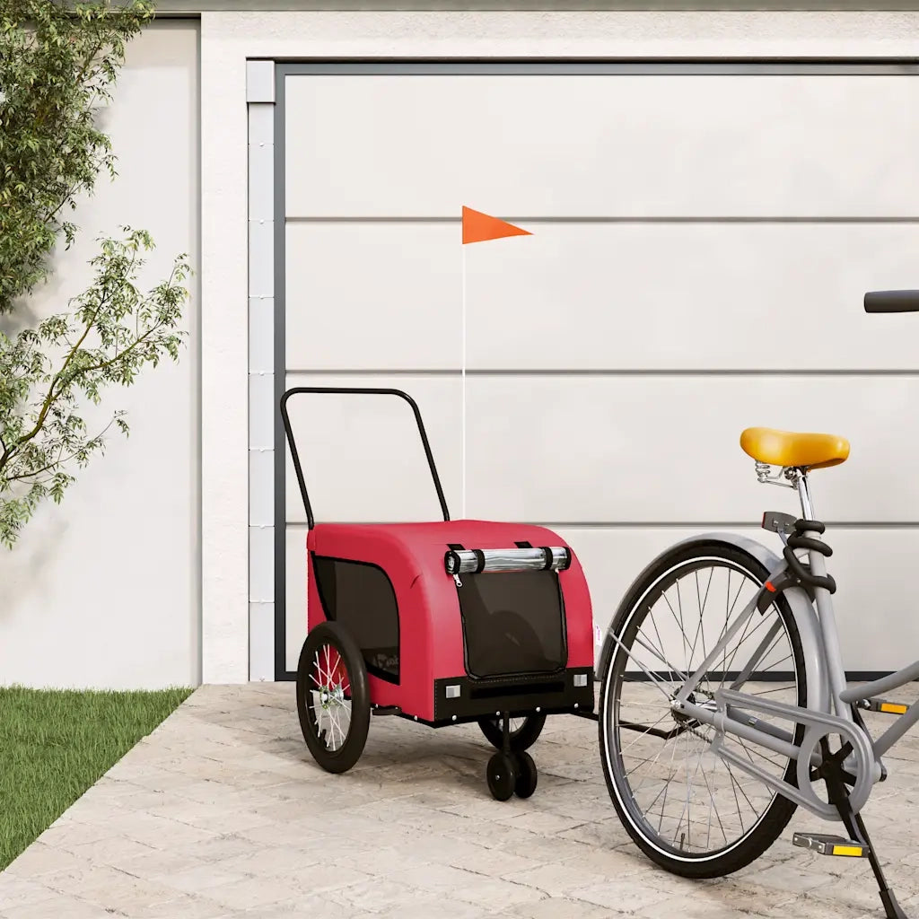 Rimorchio da Bici per Animali Rosso e Nero Oxford e Ferro CFW8759332