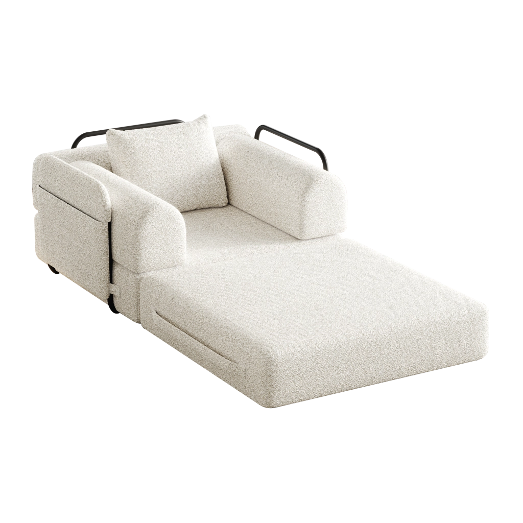 Divano Letto Chenille 2 in 1 con Vano Portaoggetti ¨C MINIMAL ¨C Tessuto, Struttura Metallo