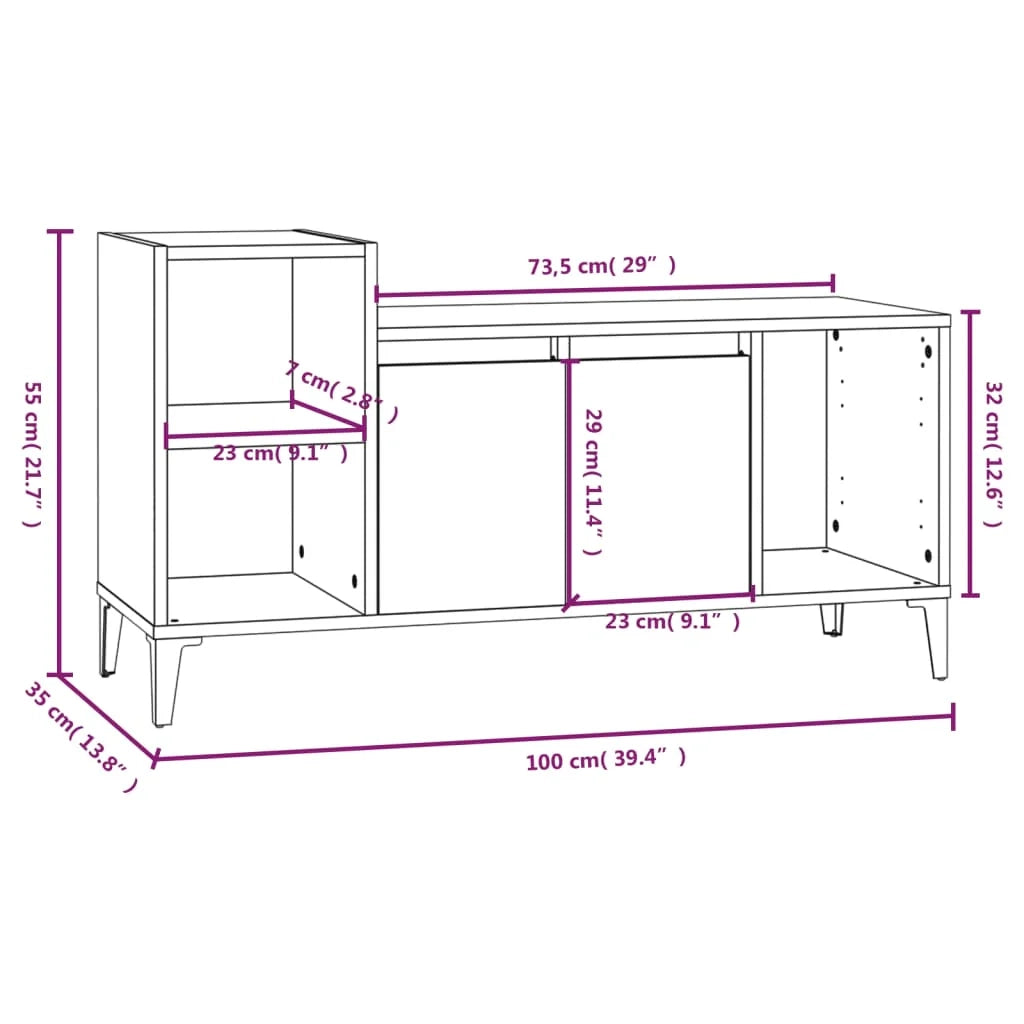 Mobile TV multimediale scaffale TV mobile TV sala da pranzo soggiorno camera da letto rovere 100 x 35 x 55 cm legno ingegnerizzato marrone 02_0027114