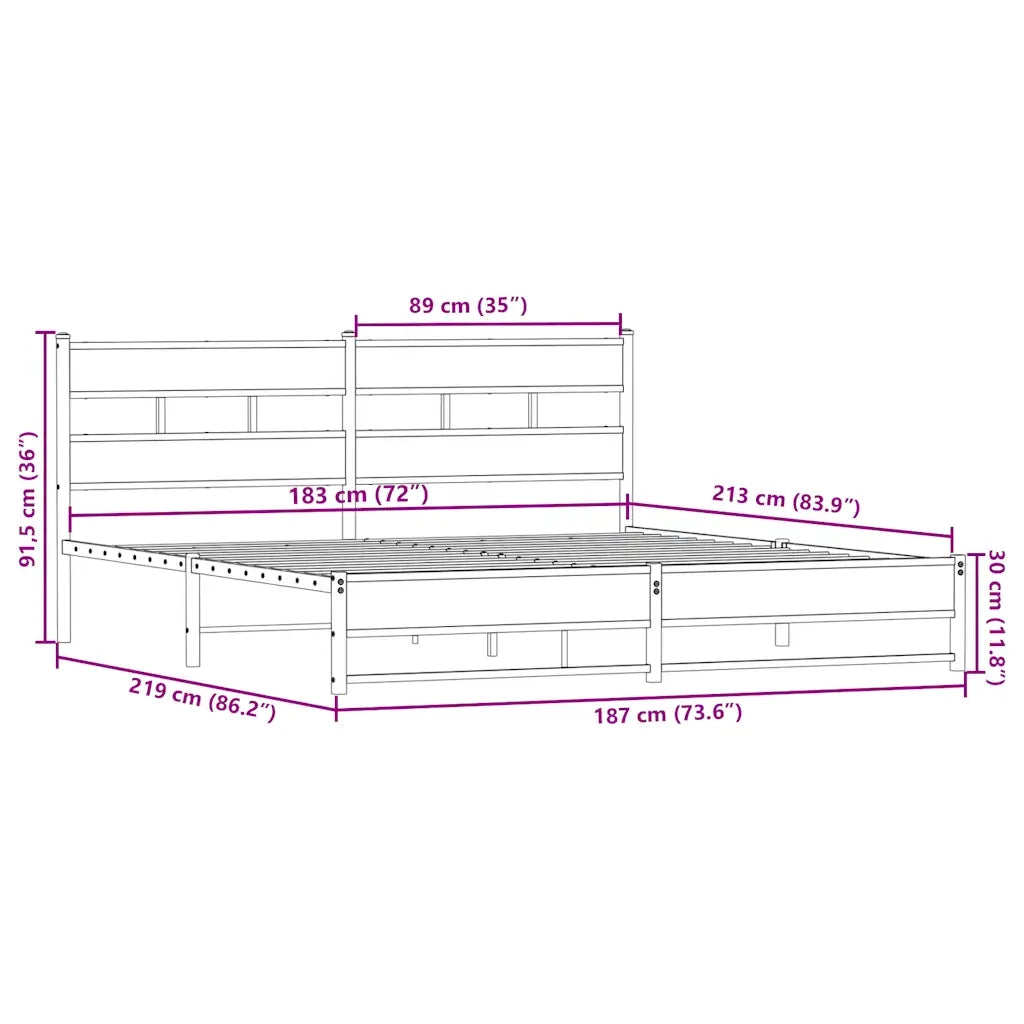 Giroletto senza Materaso in Metallo Rovere Fumo 183x213 cm