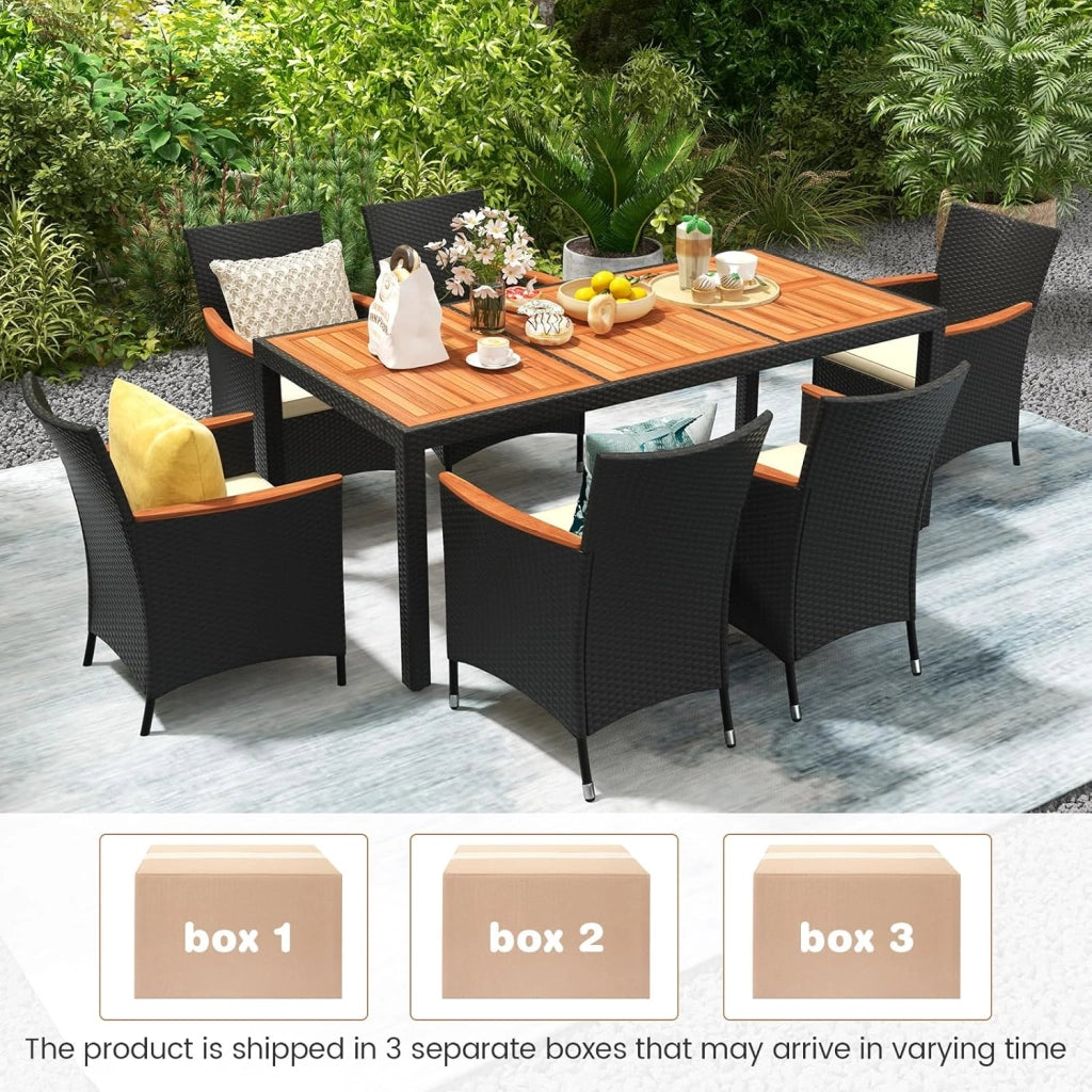 Set di mobili da giardino in rattan, set da 8 sedie con tavolo, in rattan, per esterni, terrazze, mobili da balcone, set per 8 persone, set da giardino