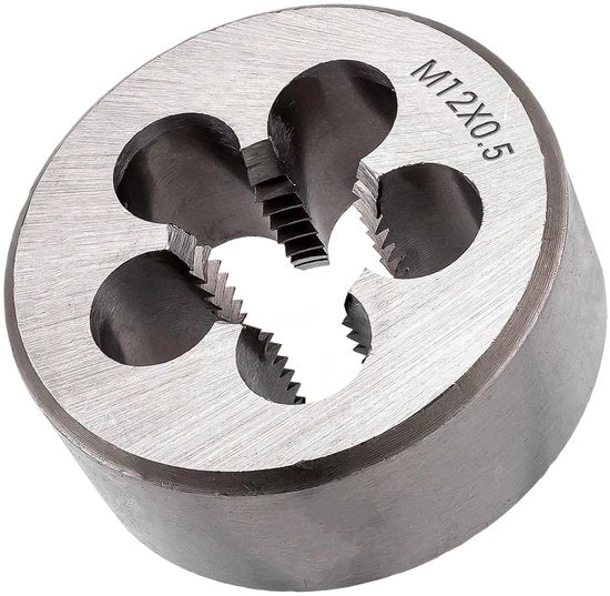 Tavolo di taglio - Rotondo - Viti a filo fine - M12x0.5mm - Acciaio rapido - Resistente all'usura - Per la lavorazione dei fili - Matrice per la tagliatura dei fili