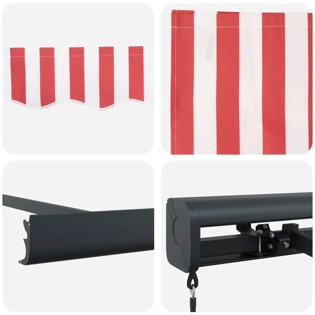 Tenda Retrattile Rosso e Bianco 500 × 300 cm Tessuto e Metallo 3331275