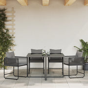 Sedi da Giardino con Cuscini 4 pcs Nero Rattan Polimerico