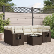 Set Divani da Giardino 7 pz con Cuscini Marrone in Polyrattan 3219922