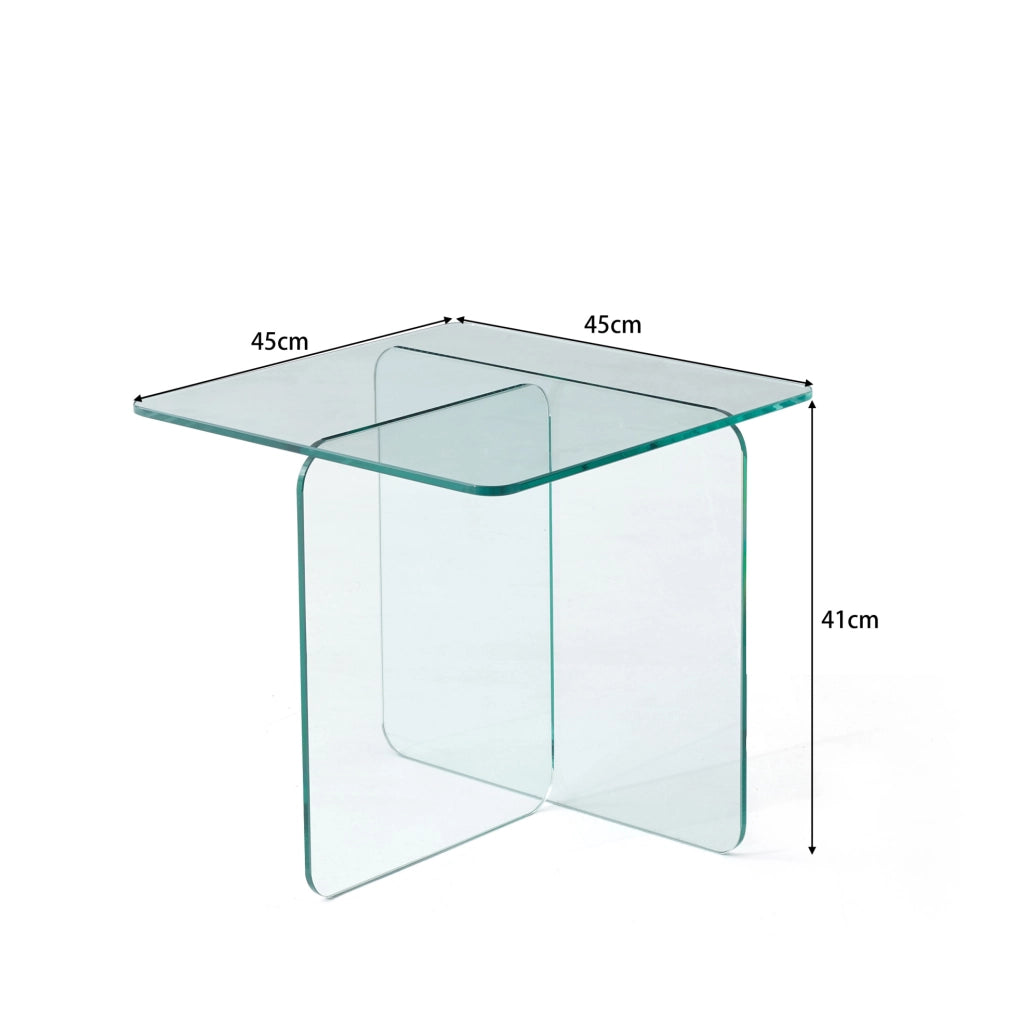 Tavolino trasparente in vetro temprato 45 x 45 x 51 cm