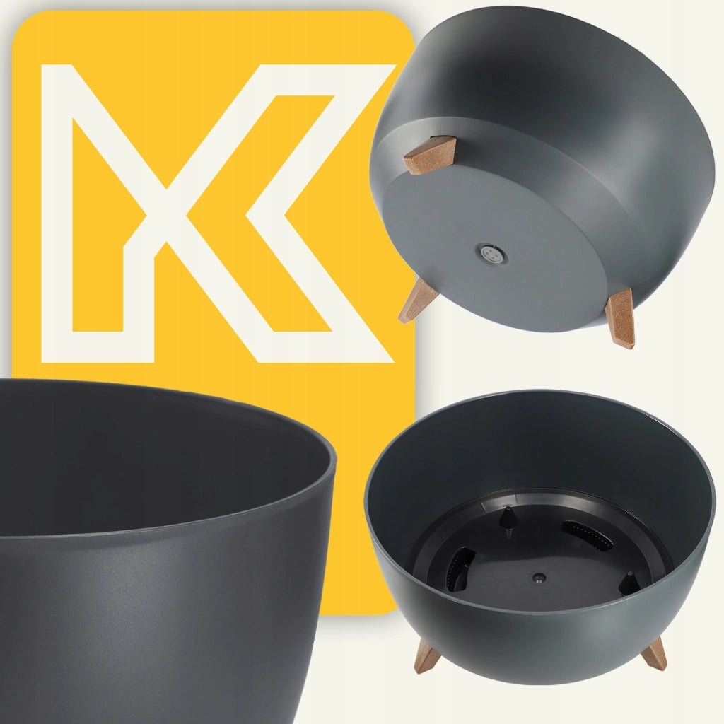 Vaso da fiori KADAX 47 cm con coperchio e piedini interni, colore antracite